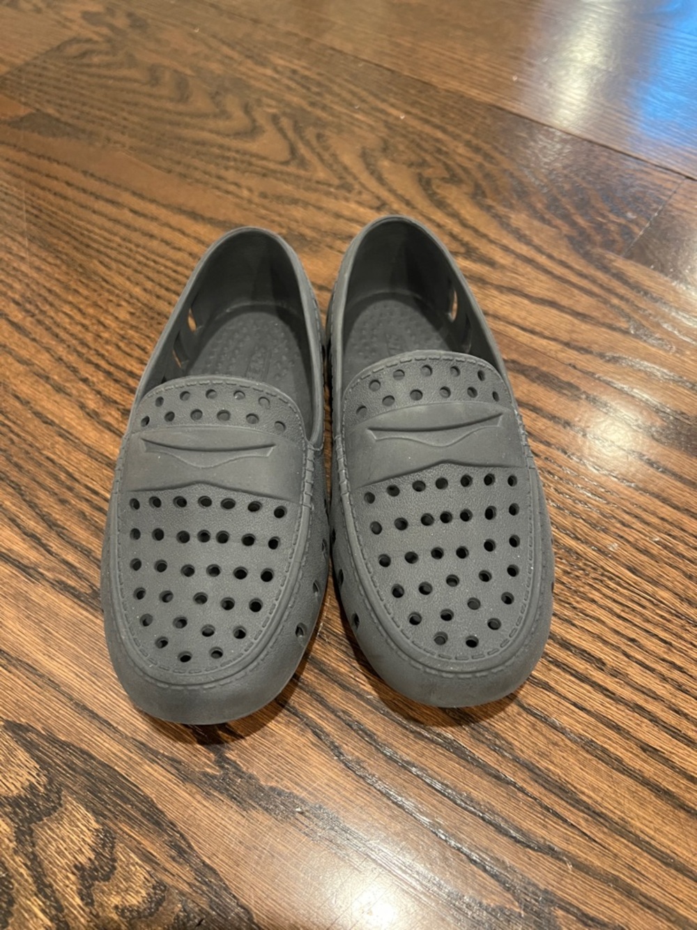 Men's Gray Perforated Slip-On Boat Shoes